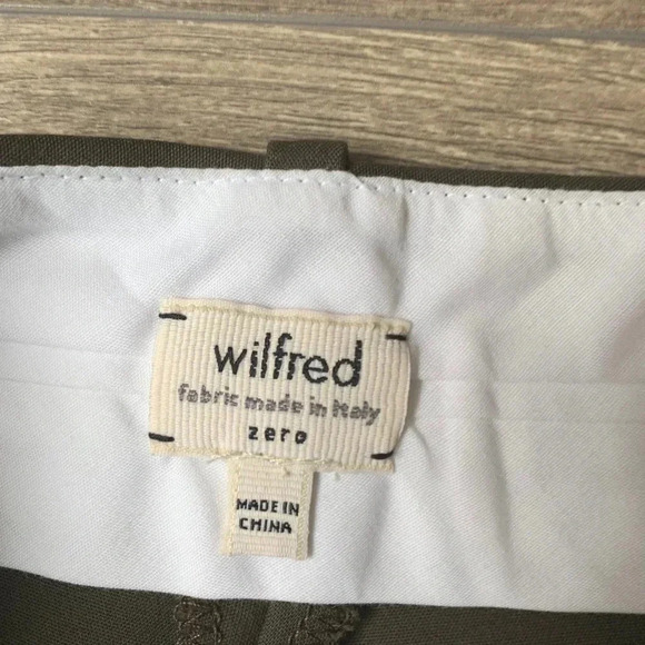 Aritzia Wilfred Pant Split Ankle straight Leg Trouser Midrise Pleated Army Green - Picture 13 of 16